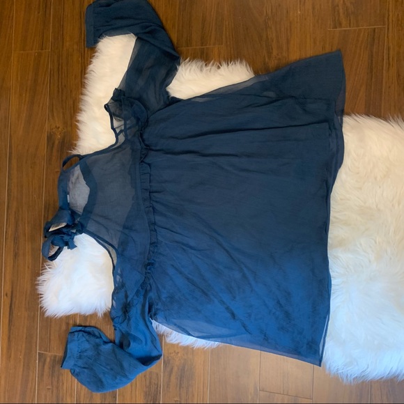 NWT TORRID | Chiffon Cold Shoulder Neck Tie Blouse Shirt Top Plus Size 2X - Picture 4 of 11